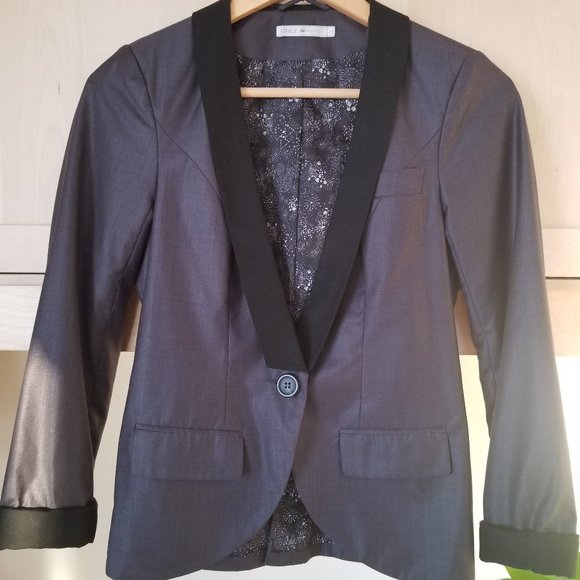 Charoal Grey Blazer with Tuxedo Lapel - Picture 1 of 3